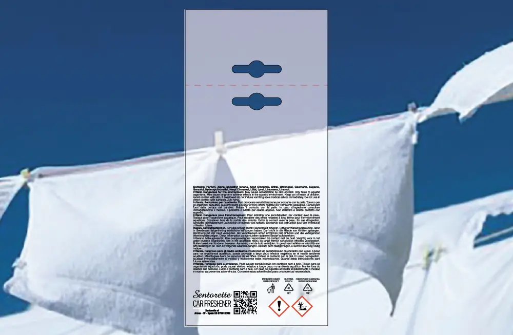 Customized car air freshener packaging template, fragrance:﻿taste of clean